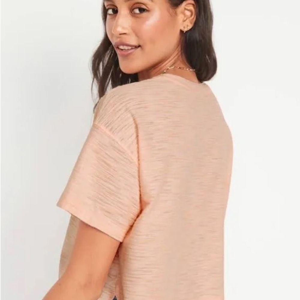 Old Navy Pink Stripy Crop Tee - Size L